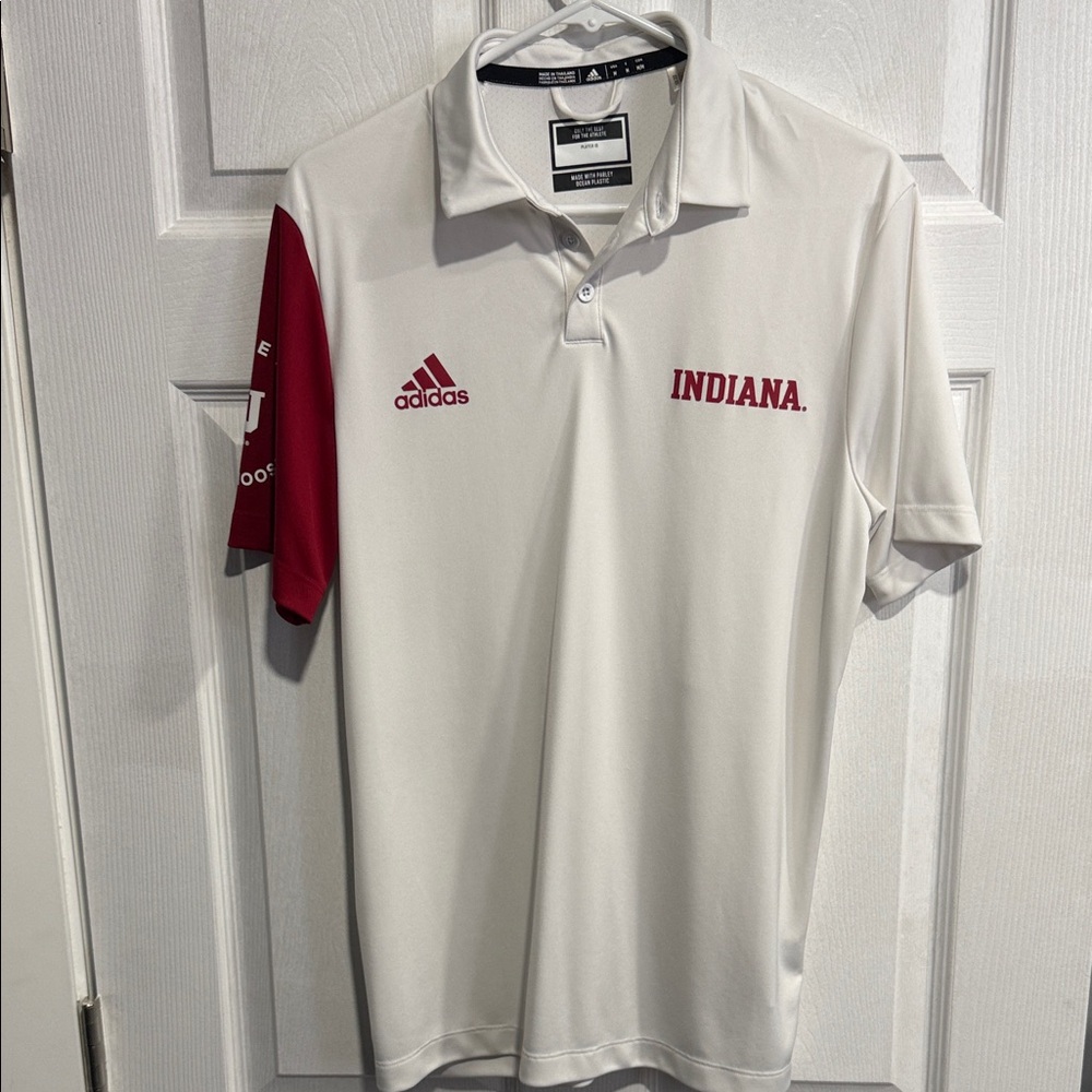 Adidas White and Red Indiana Men's Polo Shirt